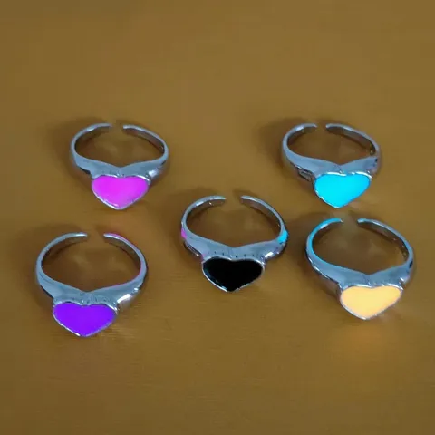 Minimalistische Zinklegering Open Ring voor Vrouwen Ins Stijl Lichtgevend Hart Druppelolie Mode Sieraden Vingerring Cadeau