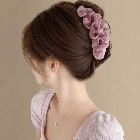 Große Mesh Haarklammer Handgemachte Blumen Design Elegante Haarschmuck Für Damen Tägliches Pendeln