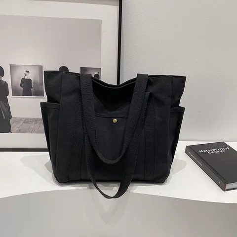 Grote Capaciteit Canvas Tote Tas Minimalistisch Woon-werkverkeer Schoudertas Voor Vrouwen Studenten Werk School Dagelijks Casual Handtas
