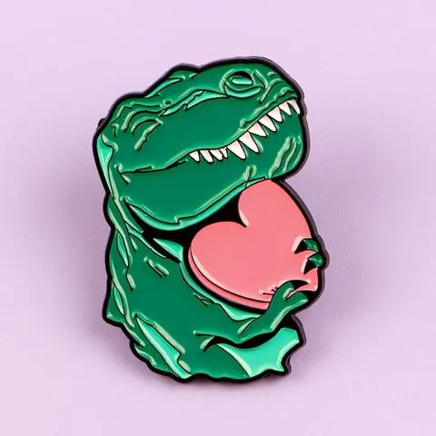 Kreative Cartoon Dinosaurier Hält Herz Brosche Pin Zinklegierung Einbrennlack Abzeichen Für Kleidung Tasche Zubehör Unisex Schmuck