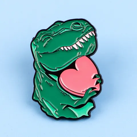Kreative Cartoon Dinosaurier Hält Herz Brosche Pin Zinklegierung Einbrennlack Abzeichen Für Kleidung Tasche Zubehör Unisex Schmuck