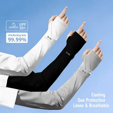 Unisex Outdoor Eisseide Sonnenschutz Ärmel Atmungsaktiv Fingerlose Armärmel Für Radfahren Wandern Sport