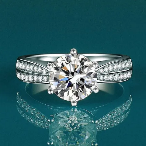 Moissaniet Ring Sterling Zilveren Ring Vrouwen Verloving Bruiloft Sieraden Luxe Solitair Ring Klassieke Klauw Ring