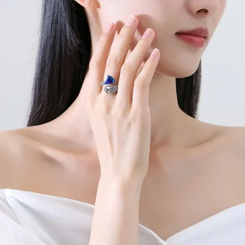 Retro Nationale Trend Geemailleerde Koi-vis Open Verstelbare Ring Zinklegering Vintage Etnische Stijl Dames Sieraden Vingerring
