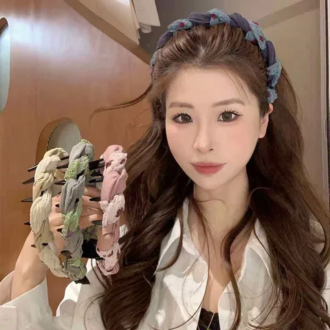 Koreanischer Stil Stoff Umwickelter Zahnkamm Haarreif Retro Maillard Tägliches Gesicht Waschen Haarreifen Haarschmuck Für Damen