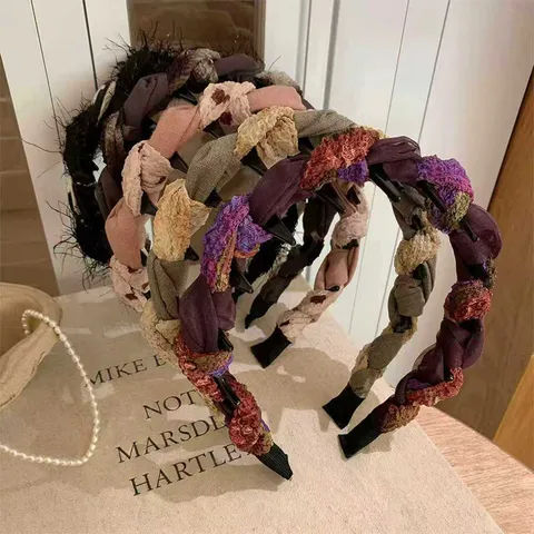 Koreanischer Stil Stoff Umwickelter Zahnkamm Haarreif Retro Maillard Tägliches Gesicht Waschen Haarreifen Haarschmuck Für Damen