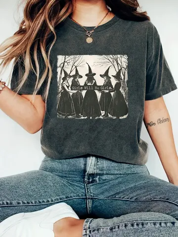 Women's Casual Cotton Blend T-Shirt Girls Will Be Girls Printed Round Neck Short Sleeve Top