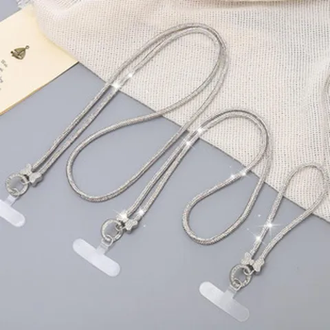 Cordón para Teléfono de Lujo con Lazo de Strass Cadena Brillante Correa Universal para Celular Cruzada Cuello Muñeca Mujer Joyería
