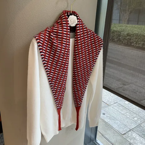 Vintage Knitted Triangular Scarf For Women Fall Winter Elegant Dot Pattern Fake Collar Knot Shawl Retro Shoulder Wrap Scarf