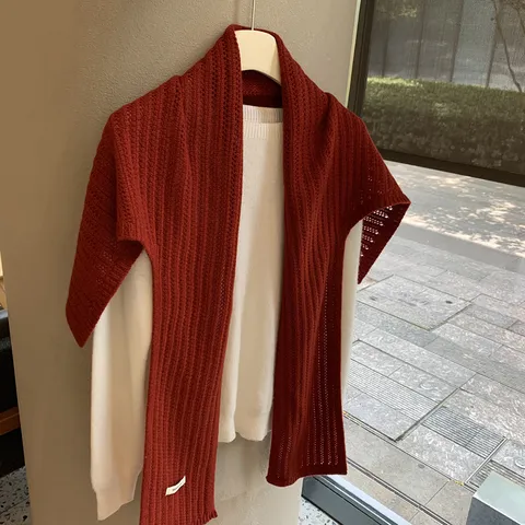 Bufanda Chal de Pura Lana de Color Sólido para Mujer Elegante Versátil Envoltura Cálida Forma de T Protección de Cuello Accesorio de Invierno