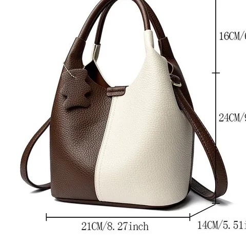 Mode Dames Emmer Tas Kleurenblok PU Lederen Handtas Casual Tote Tas Met Beren Hanger Retro Schouder Crossbody Tas