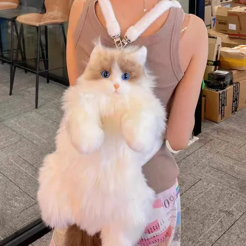 Simulation Ragdoll Cat Plush Backpack Cute Stuffed Animal Doll Bag Soft Kitten Toys Birthday Gift For Women