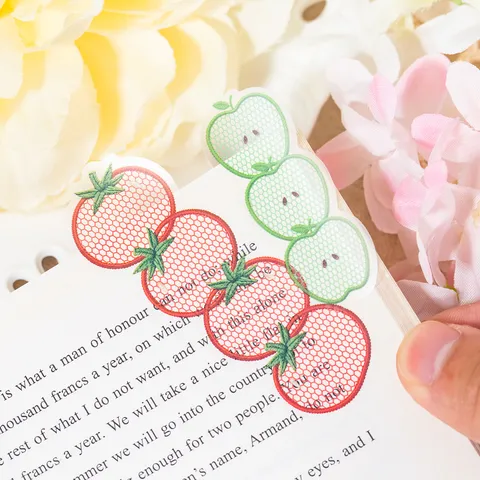 Libro de Pegatinas Troqueladas Estilo Organza Plantas Frutas Pegatinas para Scrapbooking DIY Marcador de Papel Washi PET