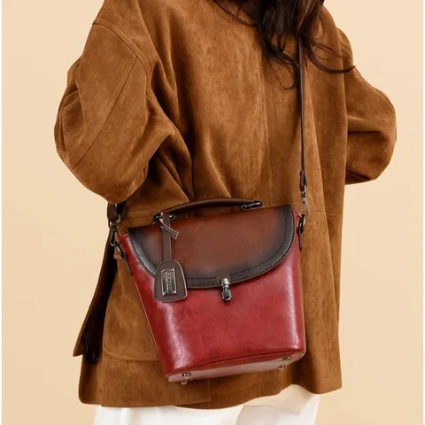 Retro Gradiënt PU Lederen Schoudertas voor Dames Casual Veelzijdige Enkele Schoudertas Mode Pendel Handtas