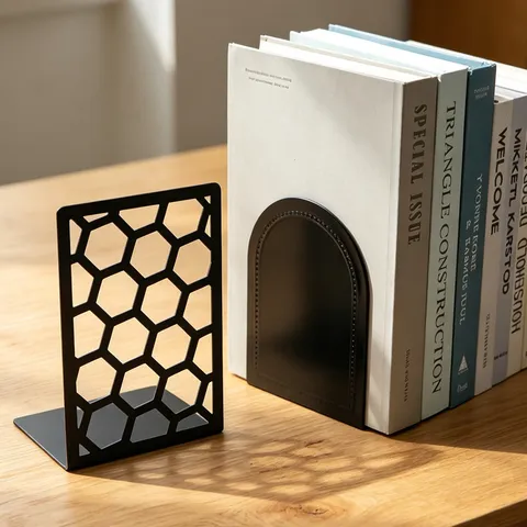 Metal Bookends Heavy Duty Book Ends For Shelves Non Skid Book Holders Decorative Book Stoppers For Office School Home Desk