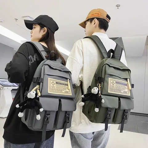 Casual Nylon Schoolrugzak Grote Capaciteit Schooltas Met Leuke Pluche Hanger Reistas Voor Studenten