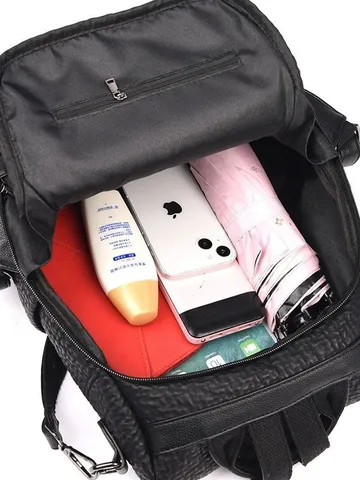 Zaino Casual in Pelle PU da Donna Grande Capacità Borsa da Viaggio per Pendolari Tinta Unita Antifurto Zaino Scolastico