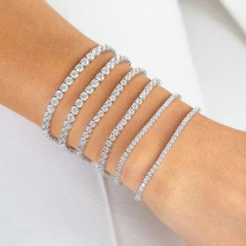 Kupfer Zirkonia Tennis-Armband Für Damen Herren Klassische Runde CZ Kette Armband Gold Silber Roségold Schmuck
