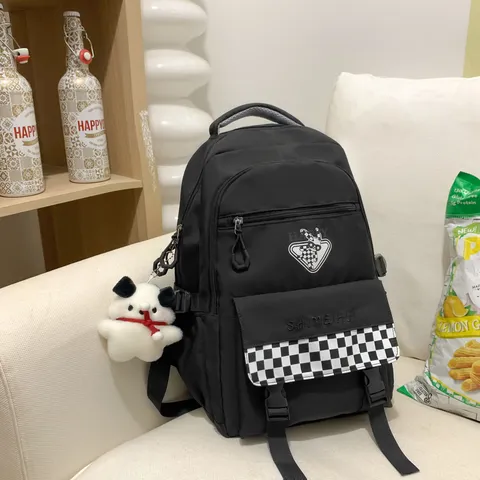 Dames Casual Nylon Rugzak Lichtgewicht Grote Capaciteit Schooltas College Student Daypack Met Leuke Hanger