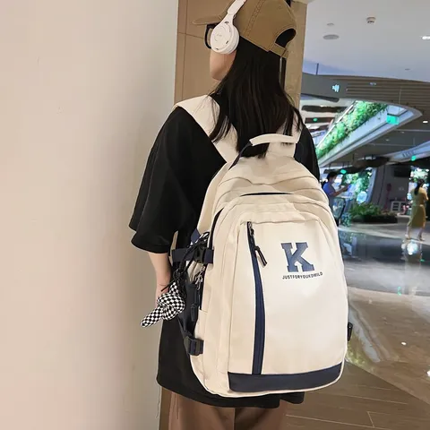 Japanse Ins Stijl Minimalistische College Student Rugzak Grote Capaciteit Waterdichte Nylon Schooltas Unisex Casual Bookbag