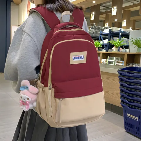 Koreaanse Stijl Casual Nylon Rugzak Voor Vrouwen Grote Capaciteit Reizen School Boekentas Chique Effen Kleur Daypack