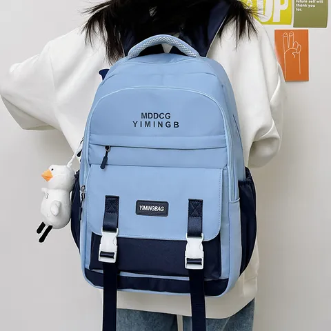 Casual Nylon Rugzak Grote Capaciteit Schooltas Stijlvolle Color Block Daypack Voor Vrouwen Mannen Reizen Dagelijks Gebruik