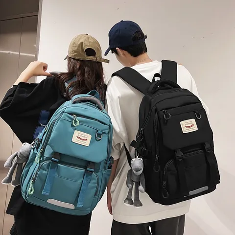 Koreaanse Stijl Harajuku Grote Capaciteit Nylon Rugzak Waterdicht Casual Reizen Schooltas Voor Mannen En Vrouwen