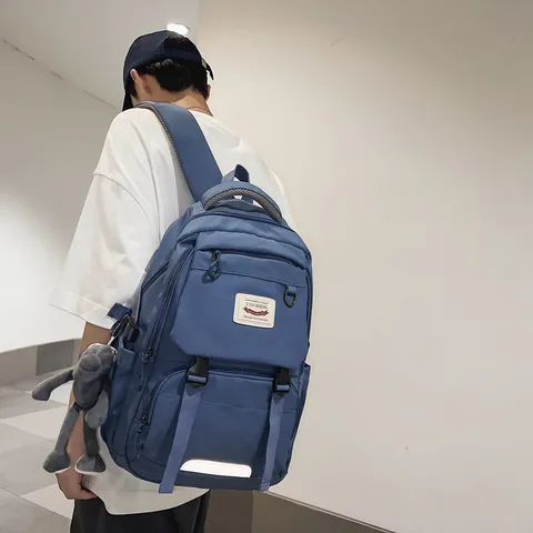 Koreaanse Stijl Harajuku Grote Capaciteit Nylon Rugzak Waterdicht Casual Reizen Schooltas Voor Mannen En Vrouwen