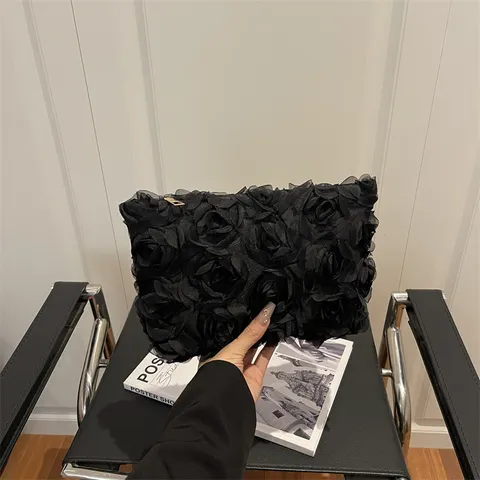 Γυναικεία Τσάντα Clutch Βραδινή Γλυκιά 3D Λουλουδάτη Δίκτυ Μικρή Τετραγωνισμένη Τσάντα Κομψή Πάρτι Γάμος Τσάντα Χεριού