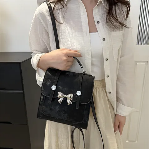 Γυναικείο Δερμάτινο PU Μικρό Crossbody Τσάντα Μόδας Χαριτωμένο Φιόγκος Μετατρέψιμο σακίδιο Καθημερινή Τσάντα Χεριού