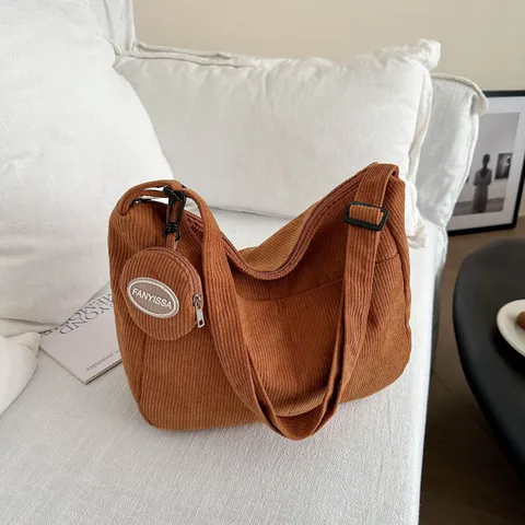 Casual Μεγάλης Χωρητικότητας Κορδωτό Tote Bag Γυναικείο Μόδας Ώμου Χιαστί Retro Καθημερινή Τσάντα Χεριού Με Θήκη Νομισμάτων