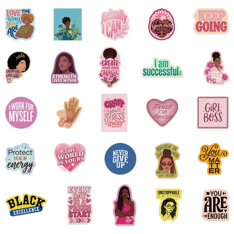 Autocollants De Citations De Filles Noires Ins Style Européen Décalcomanies Imperméables Pour DIY Bagages Scrapbook Bouteille D'eau