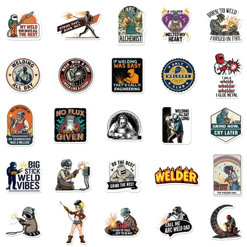 Cartoon Welder Electrician Stickers Waterproof PVC Graffiti Decals For Suitcase Laptop Skateboard Helmet DIY Decoration Accessories