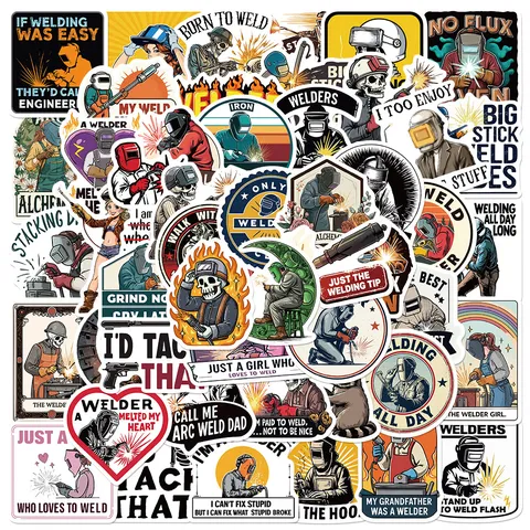 Cartoon Welder Electrician Stickers Waterproof PVC Graffiti Decals For Suitcase Laptop Skateboard Helmet DIY Decoration Accessories