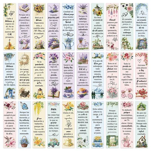 Inspirational Spanish Bible Verse Bookmarks Watercolor Floral Design Cardstock Book Markers For Students Reading Gifts