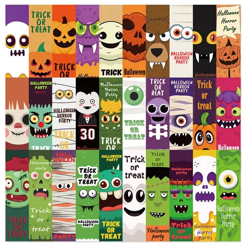 Lot de Marque-pages Halloween en Papier pour Enfants Étudiants Imprimé Fantôme Citrouille Cartes Décoratives pour École Fête