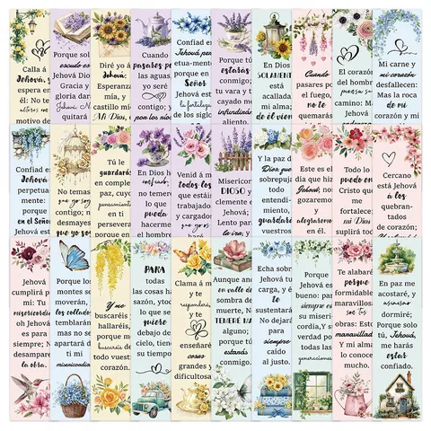 Inspirational Spanish Bible Verse Bookmarks Watercolor Floral Design Cardstock Book Markers For Students Reading Gifts