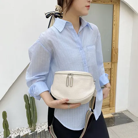 Genuine Leather Saddle Bag For Women Top Layer Cowhide Crossbody Bag Fashion Casual Shoulder Bag Daily Handbag