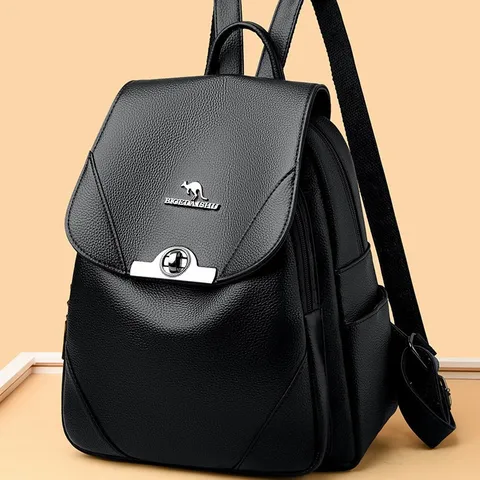 Zaino Casual in Pelle PU da Donna Grande Capacità Viaggio Borsa Scolastica Moda Morbido Impermeabile