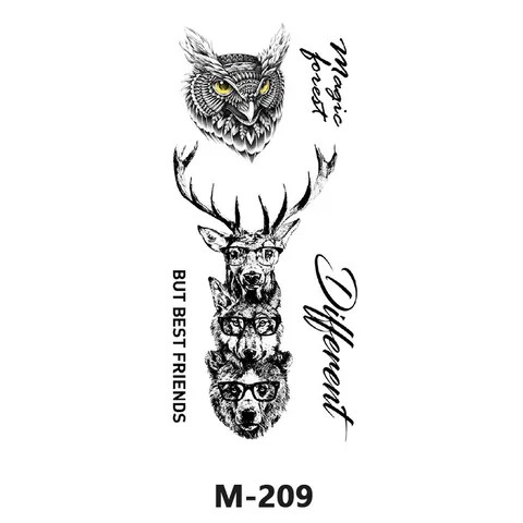 Autocollants de Tatouage Temporaires Imperméables pour Femmes Style Sombre Animal Tigre Loup Noir et Blanc Bras Body Art Transfert