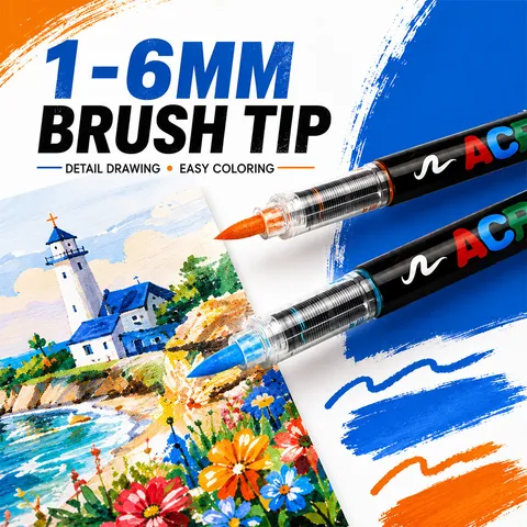 466 Colors Direct Liquid Acrylic Marker Set With Portable Yellow Suitcase Storage Box Brush Tip Paint Pens For DIY Art Painting