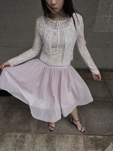 Women High Waist Pleated Tulle Midi Skirt Balletcore Tutu A-Line Skirt Solid Color Mesh Skirt For Casual Party Dance Skirt