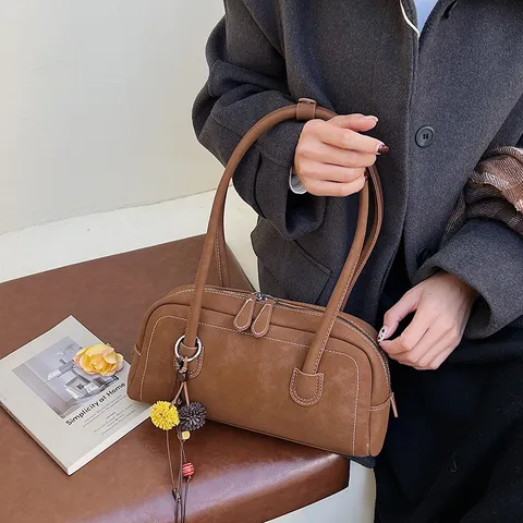 Damen Mode Retro Umhängetasche Kissentasche Große Kapazität PU Leder Pendeln Handtasche Mit Doppelriemen