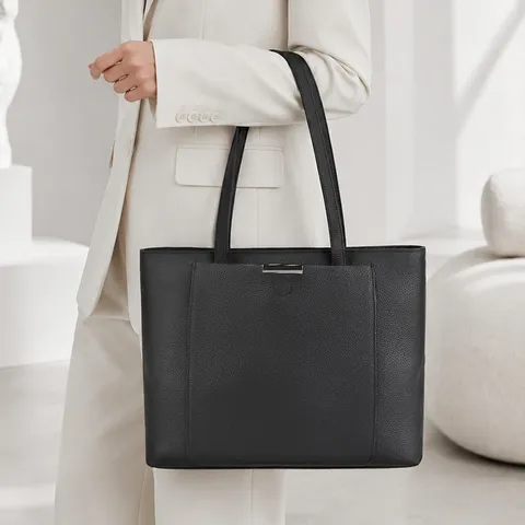 Large Capacity Commuting Tote Bag Genuine Leather Women Handbag Fashion Minimalist Top Layer Cowhide Shoulder Bag