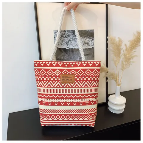 Damen Casual Segeltuch Tragetasche Großes Kapazität Leichte Handtasche Bedruckte Umhängetasche Tägliche Reise Einkaufstasche