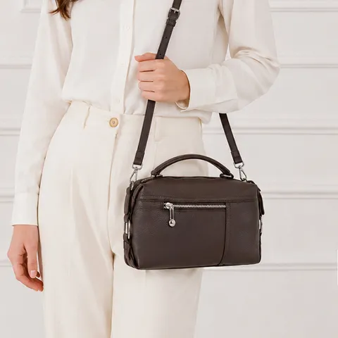Women's Top-Layer Cowhide Handbag Large Capacity Casual Commuting Shoulder Bag Fashion Solid Color Top Handle Bag
