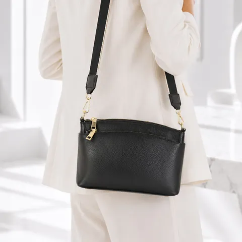 Women Genuine Leather Shell Bag Fashion Top-Layer Cowhide Crossbody Shoulder Bag Casual Handheld Handbag Metal Hardware