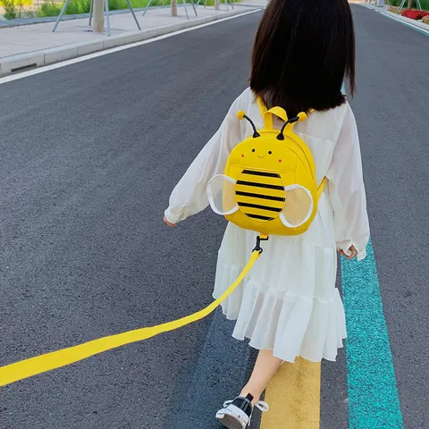 Kids Anti-Lost Backpack Cute Little Bee Toddler School Bag Lightweight Cartoon Animal Casual Daypack For Boys And Girls