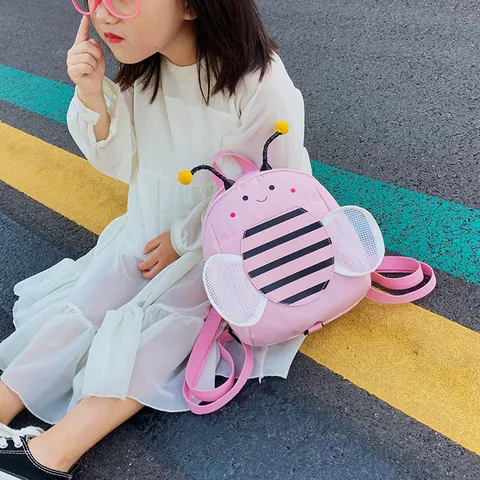Kids Anti-Lost Backpack Cute Little Bee Toddler School Bag Lightweight Cartoon Animal Casual Daypack For Boys And Girls