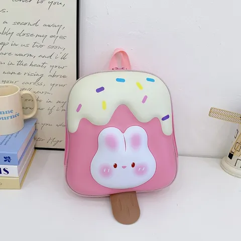 Mochila LED para Niños Lindo Diseño de Conejo de Helado Ligera Bolsa Escolar para Niños Pequeños Jardín de Infancia